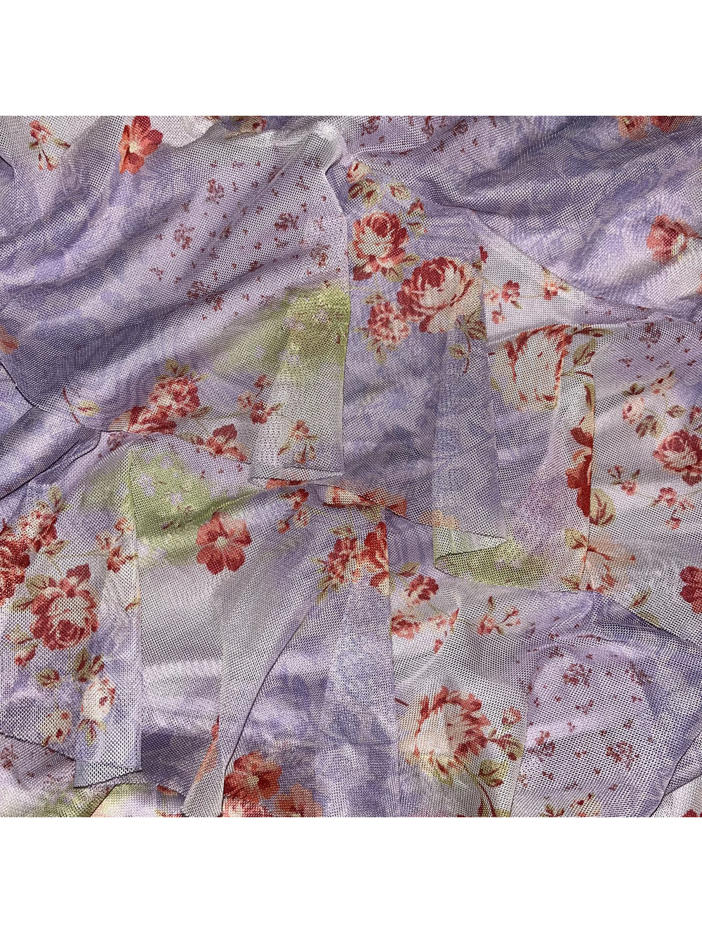 Angie Purple Floral Mesh Asymmetrical Ruffle Skirt Size Small NWT - Picture 5 of 6